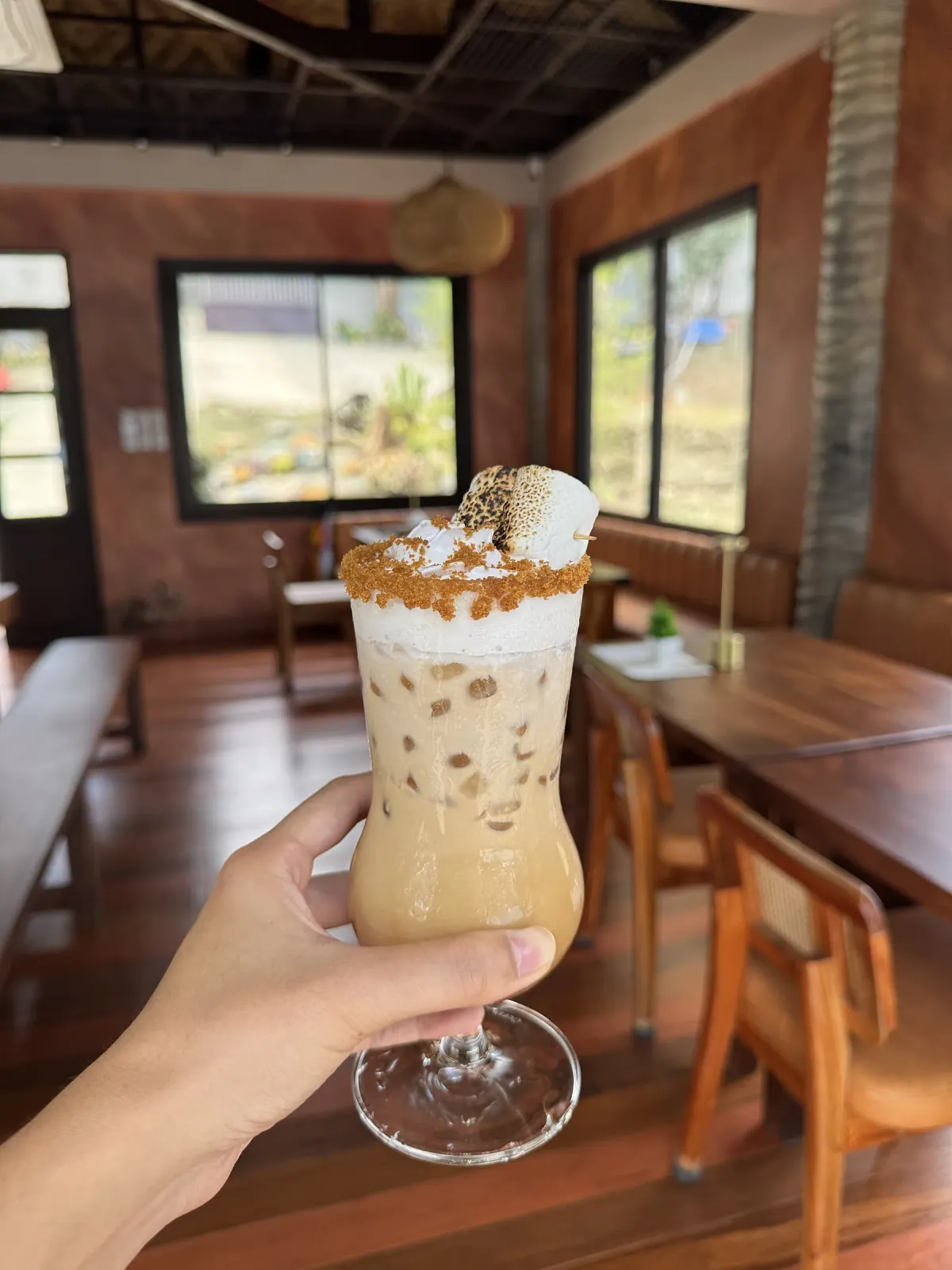 S'mores Oat Latte with toasted marshmallow
